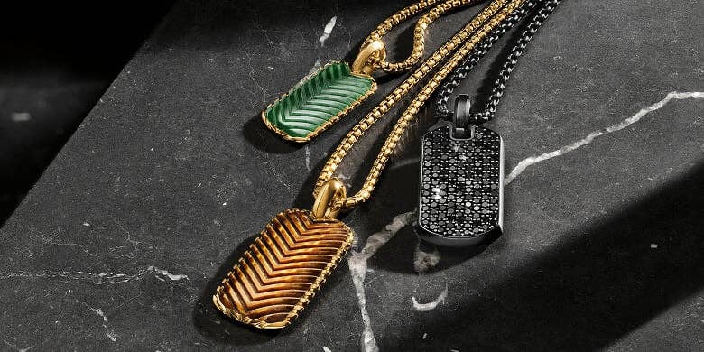 David Yurman Chevron tags on chains.